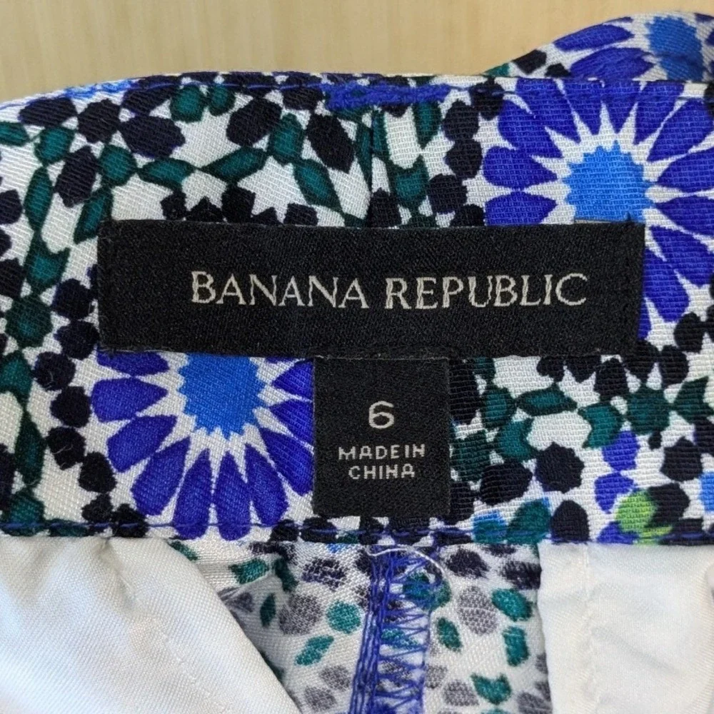 Banana Republic Womens Boho Resort Wide Leg Linen Blend Pants Size 6 Blue Belted